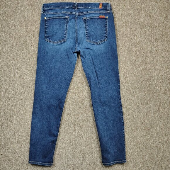 7 FOR ALL MANKIND Jeans Women's 32 Blue The Ankle Skinny Denim Stretch Denim - Picture 3 of 9